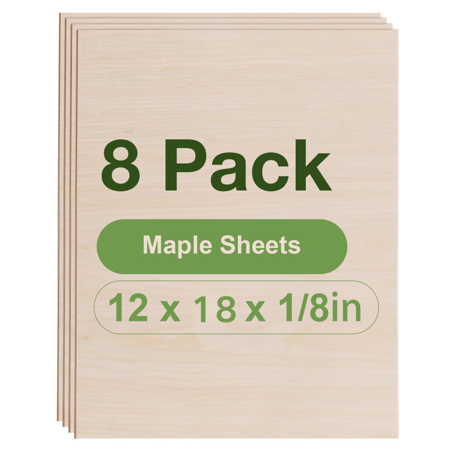 ROBOTIME 3mm Plywood Sheets Maple Veneer Cut to Size 30ร42 CM 8 Pack Wood Burning Model Making Laser Ply Material, Thin Wood Sheets for Craft Projects