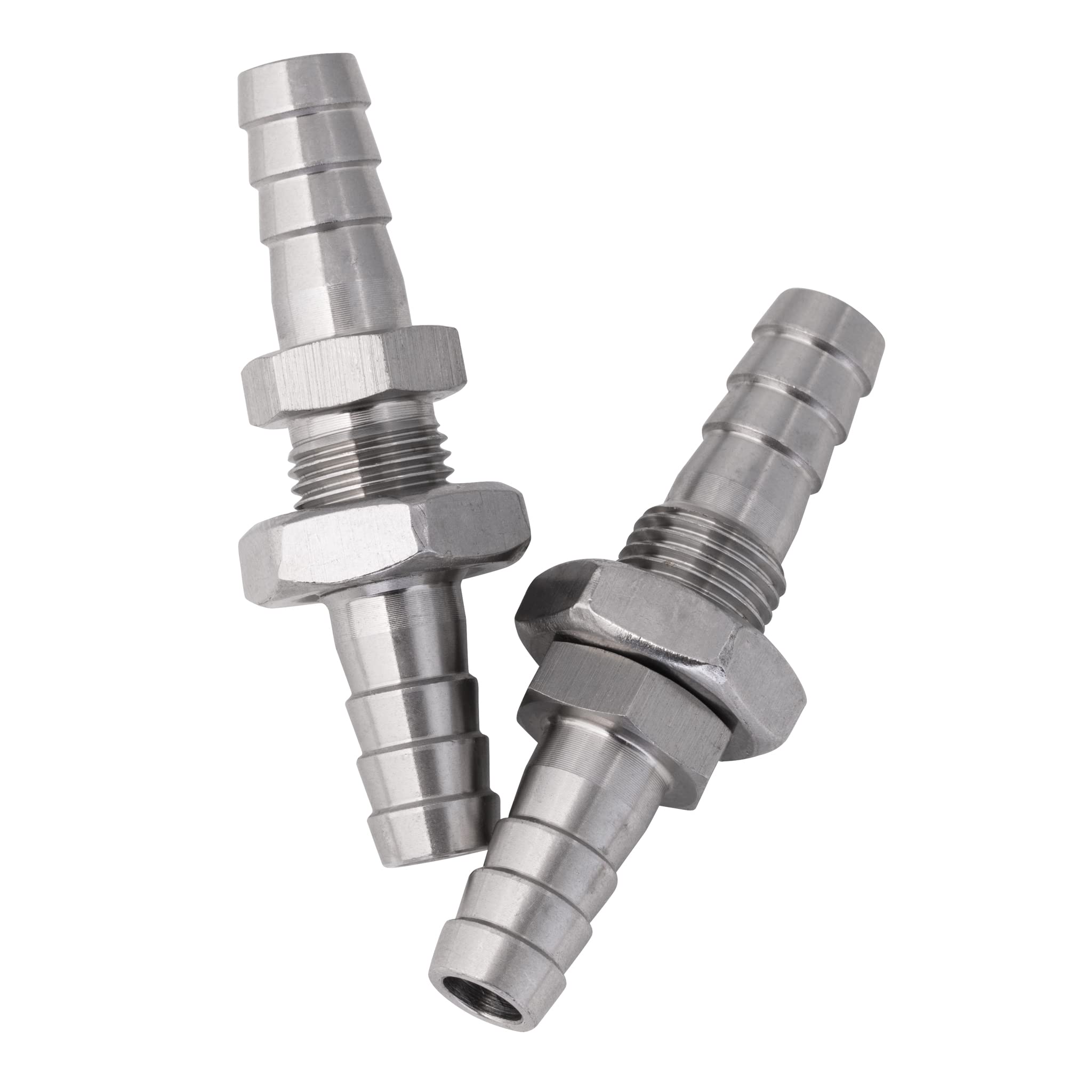 Hose Barb Bulkhead Stainless Steel Barbed Tube Pipe Fitting Coupler Connector Adapter 2 Pieces (8mm)