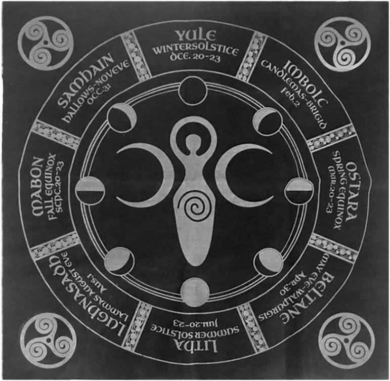 Dsxnklnd Tarot Tablecloth Triple Moon Pentagram Pagan Altar Tarot Cloth Flannel 49x49cm