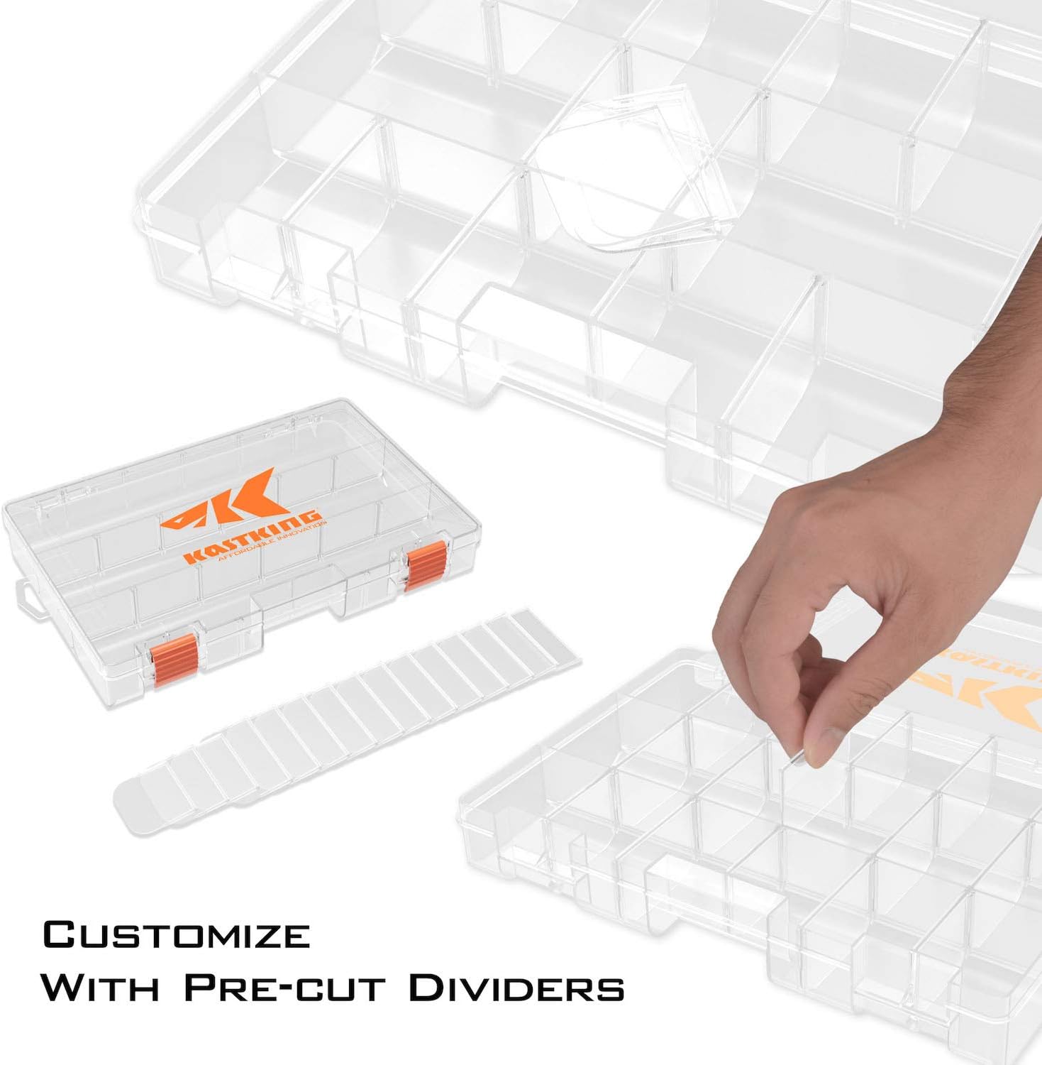KastKing Tackle Boxes, Plastic Storage Organizer Box with Removable Dividers, 3600 Tackle Trays, Parts Box, 10.8x7.25x1.65 Inches (Pack of 4): Sports & Outdoors