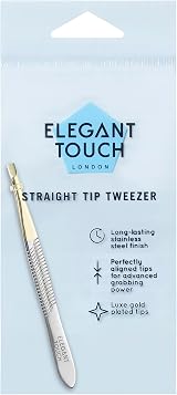 Elegant Touch Straight Tip Precision Tweezers for Unwanted Hair Removal