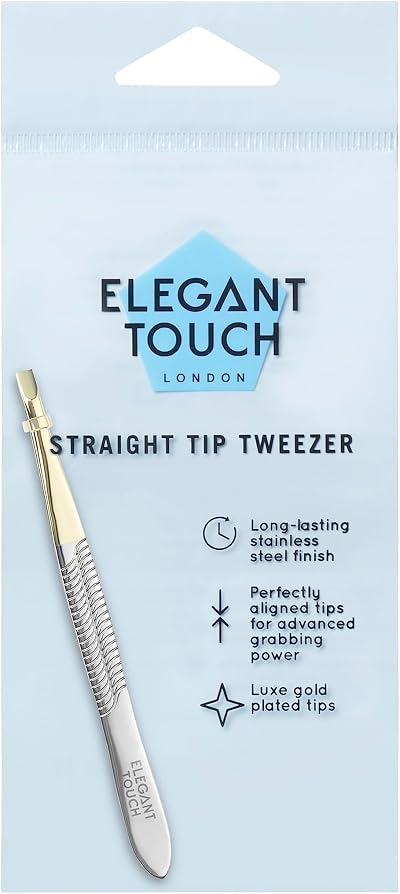 Elegant Touch Straight Tip Precision Tweezers for Unwanted Hair Removal