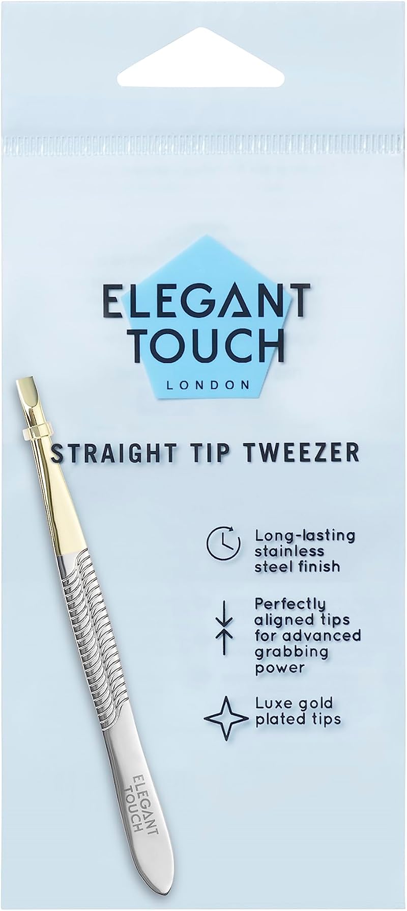 Elegant Touch Straight Tip Precision Tweezers for Unwanted Hair Removal