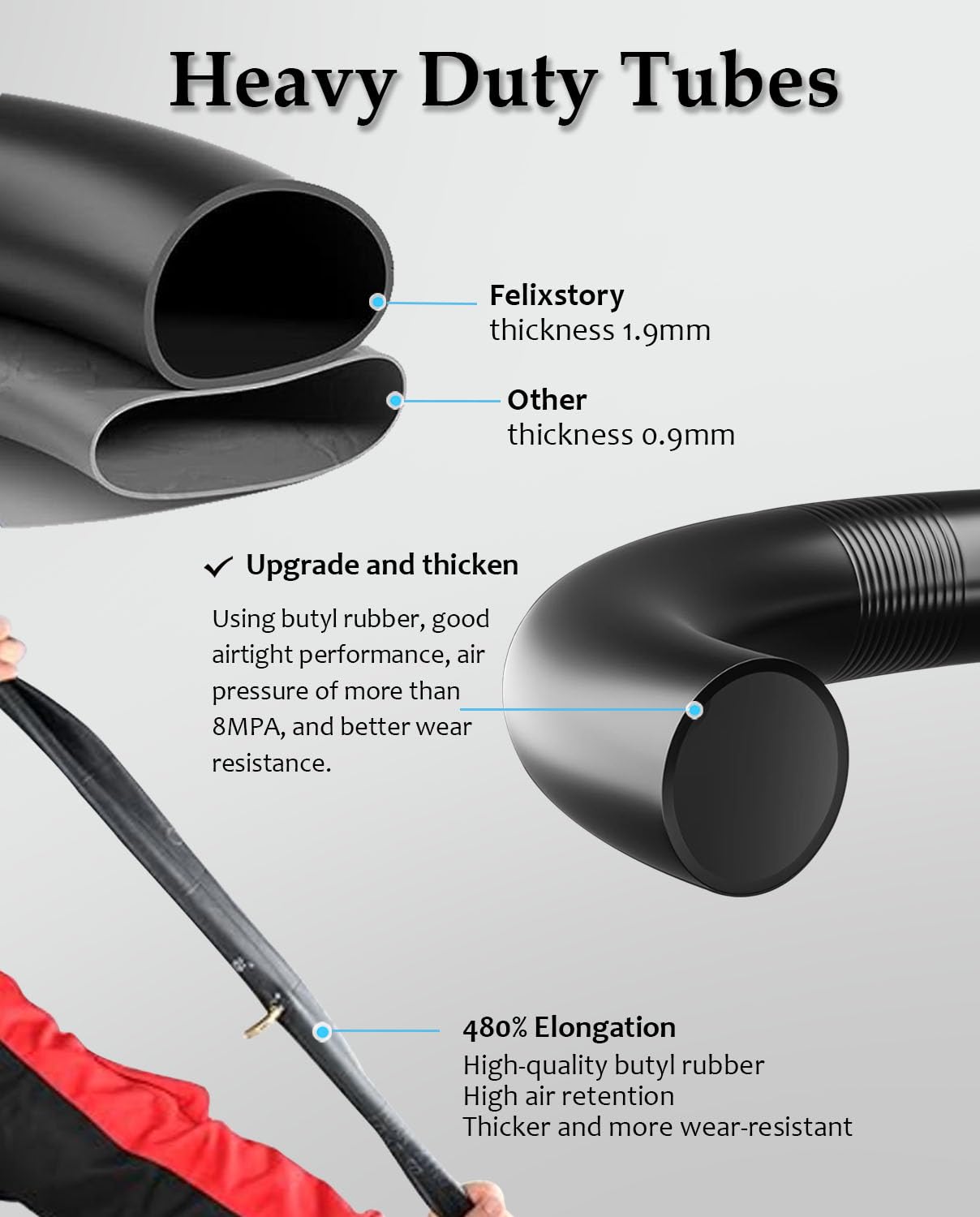 10 Inch 10x2.75-6.5 Off-road Tire Rubber Inner Tube Suitable for Speedway 5 Dualtron 3 Hover-1 Alpha JOYOR S Hiboy Titan PRO Electric Scooter Explosion-Proof Shockproof Super-Grip