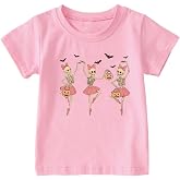 Toddler Halloween Short Sleeve Shirts Boys Girls Skeleton Ballerina Pumpkin Ghost Spooky Gift Tops T-Shirts 2-7 Years