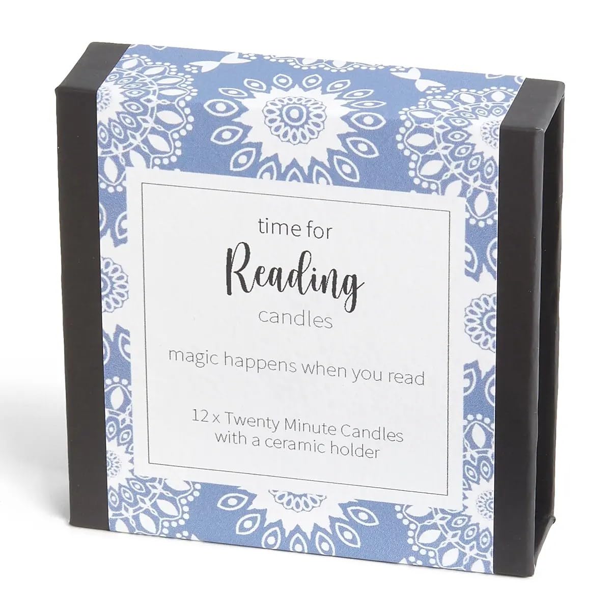 time for Reading Candles (wrap). 12 x Twenty Minute Candles with a Ceramic Holder for Relaxation, Meditation, Mindfulness and Well-Being