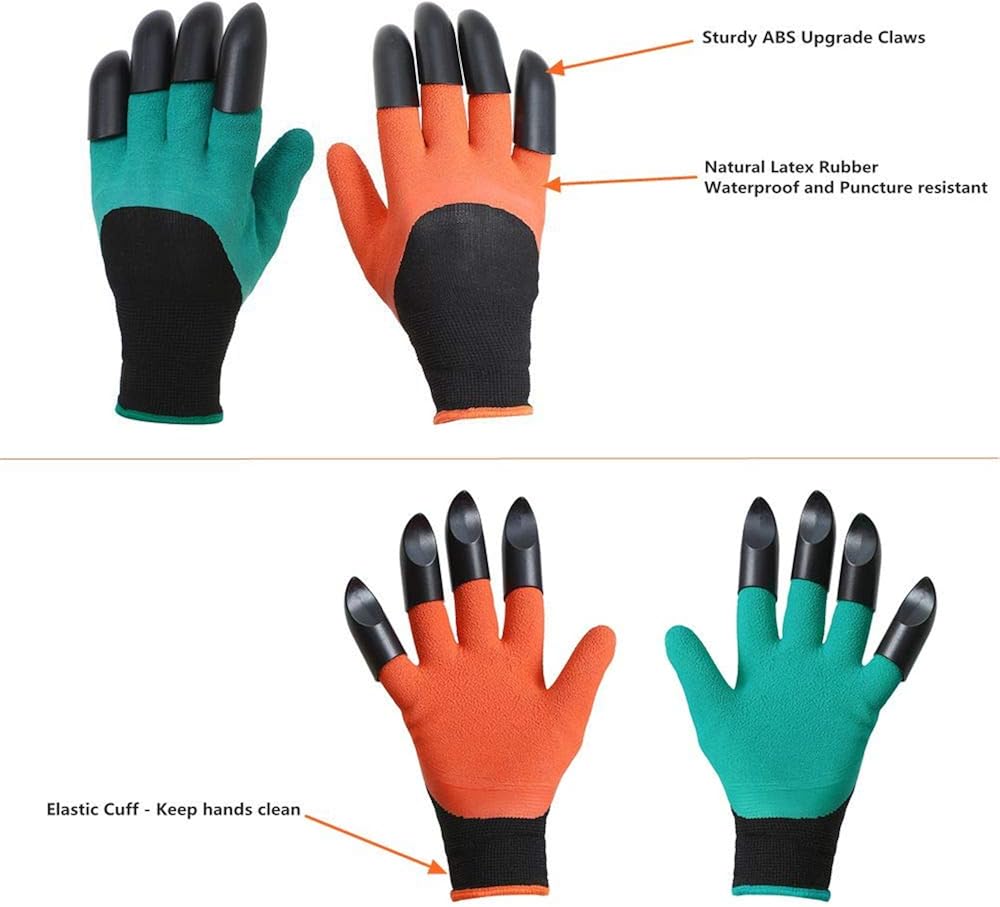 Garden Genie Gloves with Claws Waterproof garden gloves for Digging 2 Pairs: Clothing