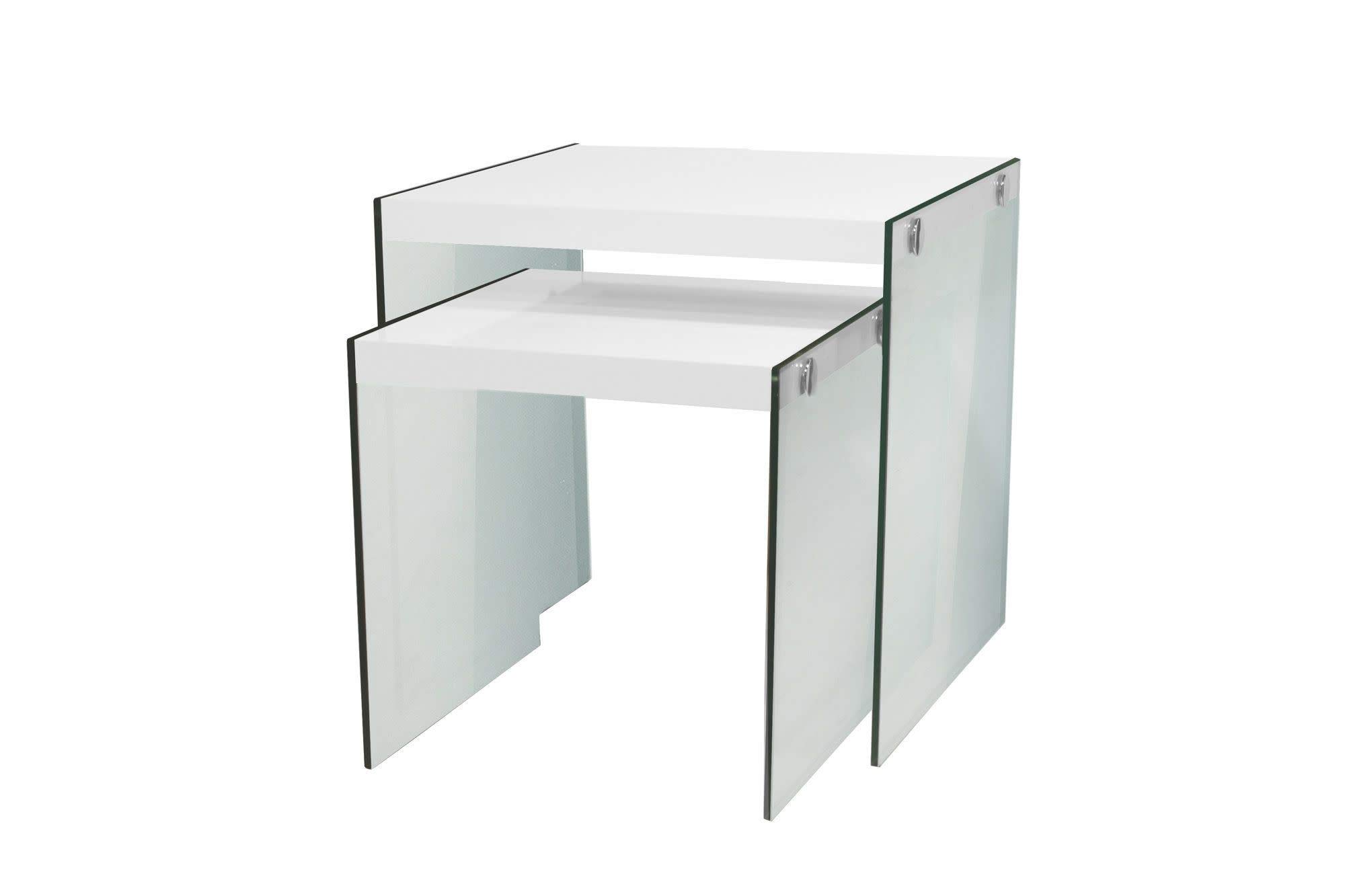 Photo 1 of Monarch Specialties ,Nesting Table, Tempered Glass, Glossy White
