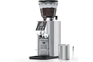 Burr Coffee Grinder with 45 Precise Settings, Adjustable Portafilter Holder & LED Touch Panel for Espresso, Drip, French Pres