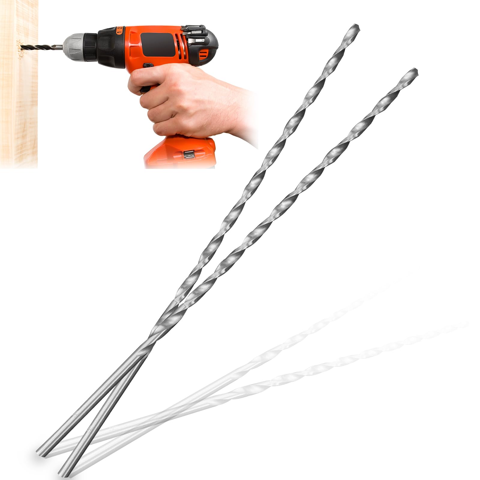 Pack of 2 Spiral Drill Bits Metal HSS 4 mm x 200 mm, Extra Long Twist Drill Bits for Hardened Metal, Woodworking, Plastic, Aluminium Alloy (SDS Drill)