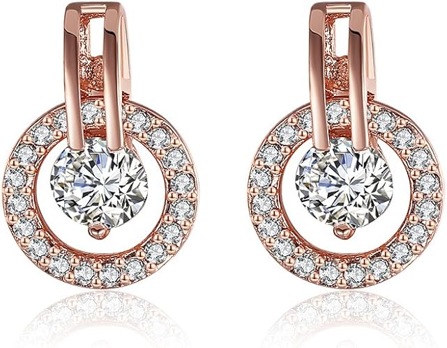 Amazon Catstar 18k Rgp サラウンド クリスタル付 ローズゴールド ゴールドメッキ ピアス レディーズ 流行り イヤリング アクセサリー ピアス 通販