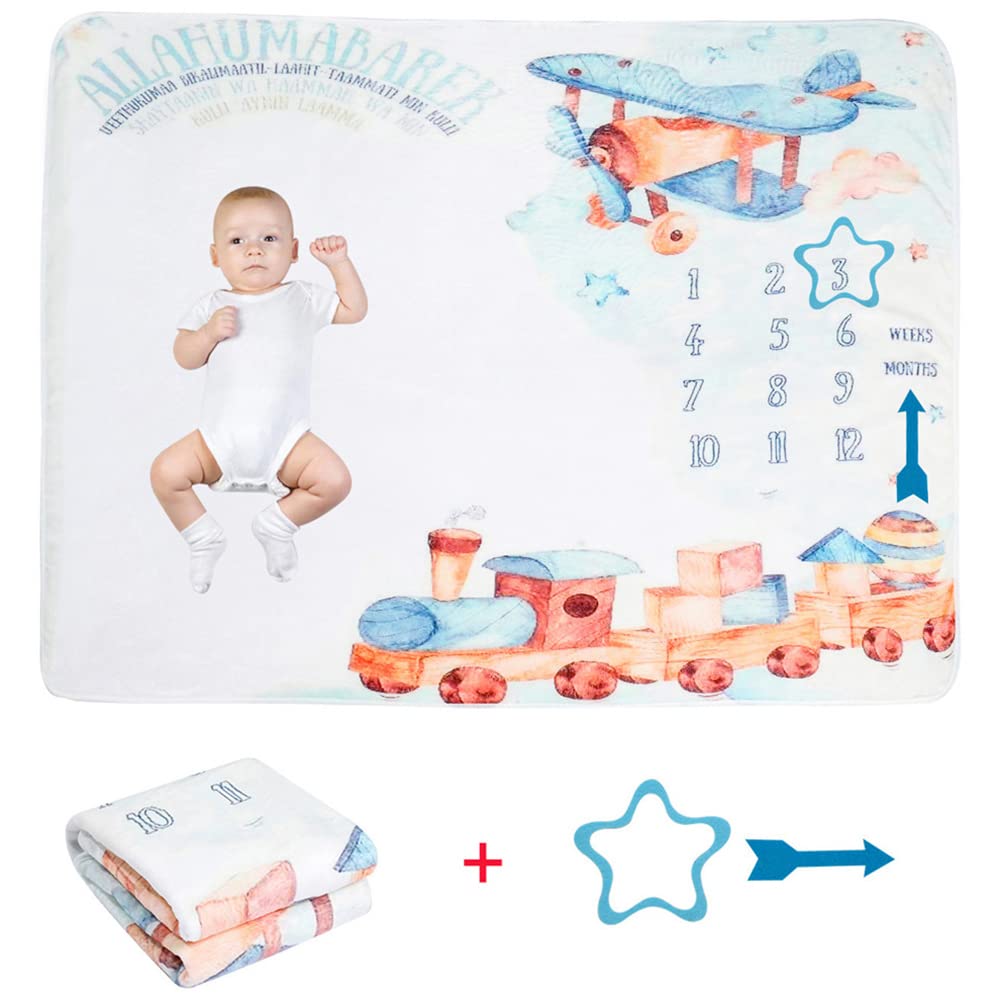 Baby Monthly Step Blanket Baby Boy or Girl Baby Photo Blanket Monthly Baby Shower Baby Newborn Baby Blanket Soft Comfortable 100 x 75 cm