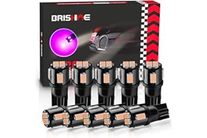 BRISHINE 194 LED Bulbs Extremely Bright Purple 5630 Chipsets 168 2825 175 T19 W5W LED Replacement Bulbs for Car Interior Dome Map Door Courtesy Trunk License Plate Lights(Pack of 10)