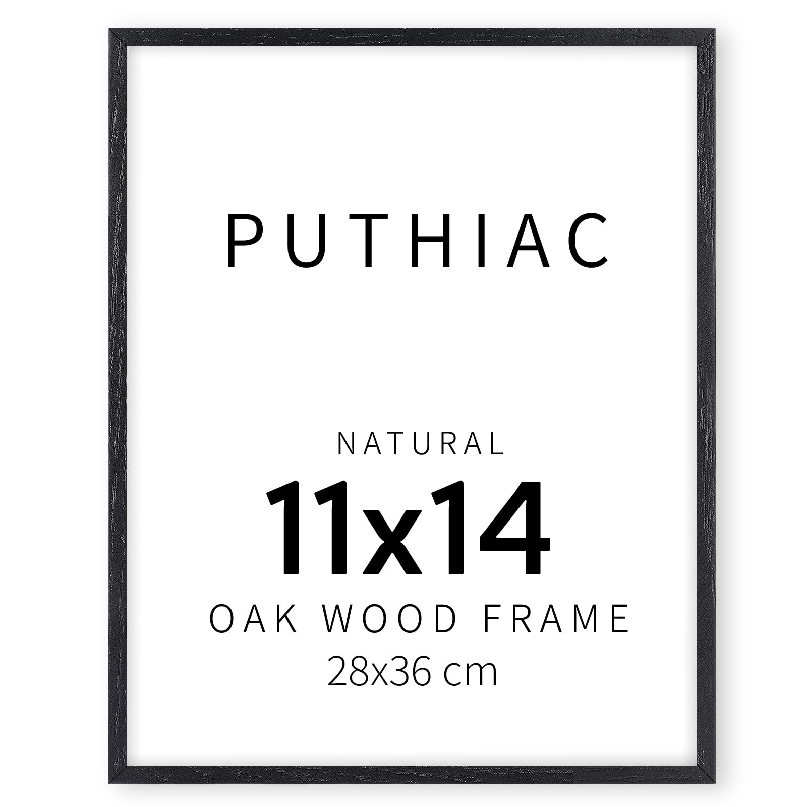 Photo 1 of puthiac 11x14 Black Oak Wood Picture Frame - Minimalist 11x14 Poster Frame, 11"x14" Frame Wood, Natural Solid Wooden Picture Frames for Wall Art Photo and Prints (1 Pack, Black)