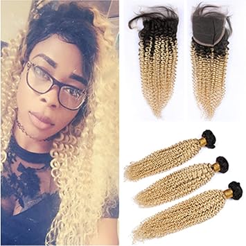 Amazon Com Tony Beauty Hair Blonde Ombre Kinky Curly 3bundles