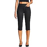 ISEEGZ 18'' Capri Pants for Women Dressy Slim Fit Stretch Pull On Women’s Capris with Pockets Petite Summer Work Casual