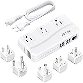 BESTEK 220v to 110v Voltage Converter, US to Europe Converter for Hair Straightener/Curling Iron, 250W Power Converter for European Travel, (EU/UK/AU/JP/India/South Africa Universal Plug Adapter)