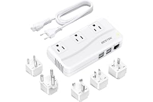 BESTEK 220v to 110v Voltage Converter, US to Europe Converter for Hair Straightener/Curling Iron, 250W Power Converter for European Travel, (EU/UK/AU/JP/India/South Africa Universal Plug Adapter)