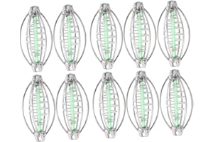 10PCS Fishing Bait Trap, Feeder Lure Cage Stainless Steel Spring Holder Tackle Accessory with Pendant (M 18g) Other Tools Acc