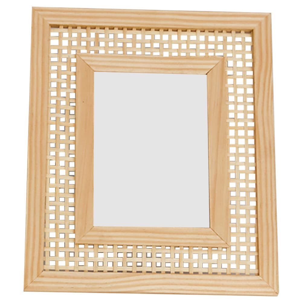 EXCEART Craft Rattan Picture Frame Rustic Farmhouse Natural Wood Craft Wicker Rattan Woven Decorative Photo Frame for Wall and Tabletop