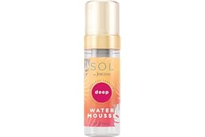 SOL by Jergens Deep Water Self Tanner Mousse, Water-based Sunless Tanner with Coconut Water for Fake Tan, Dye-free Tanning Active Derived from Natural Sugars, Deep Color, 5 Ounce
