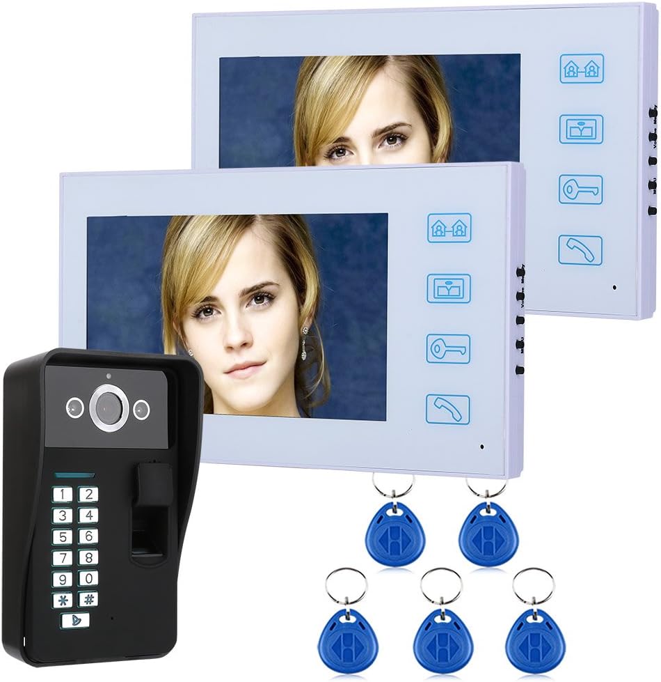 JINPENGPEN 7 inch Intelligent Video doorbell Fingerprint Identification RFID Password Video Door Phone intercom doorbell Night Vision Camera Home Monitoring