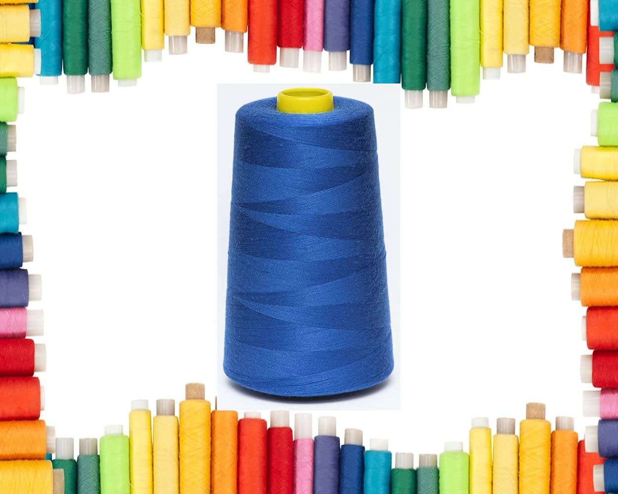 Rohans Overlock Yarn 40/2 (120), 5000 Yards (4570 Meters) Sewing Thread Cones, Sewing Machine Multi Colour Yarn Cones, 100% Polyester Material (Royal, 1)