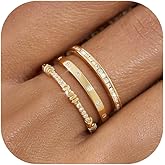 KAERUN Stackable Gold Rings for Women Non Tarnish Dainty 14K Gold Plated Stacking Rings Cubic Zirconia Thumb Ring Set Trendy Statement Wedding Bands Promise Engagement Rings for Women Size 6-10