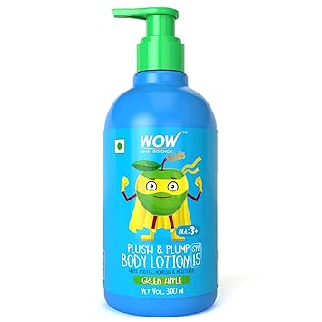 WOW Skin Science Kids Plush & Plump Body Lotion - Green Apple - SPF 15 - No Parabens, Mineral Oil, Silicones & Color, 300 ml