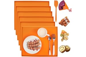 Eummy 6PCS Silicone Dehydrator Sheets, Dehydrator mats with Edge Compatible, Non-Slip Silicone Tray Liners, Dehydrator Trays 