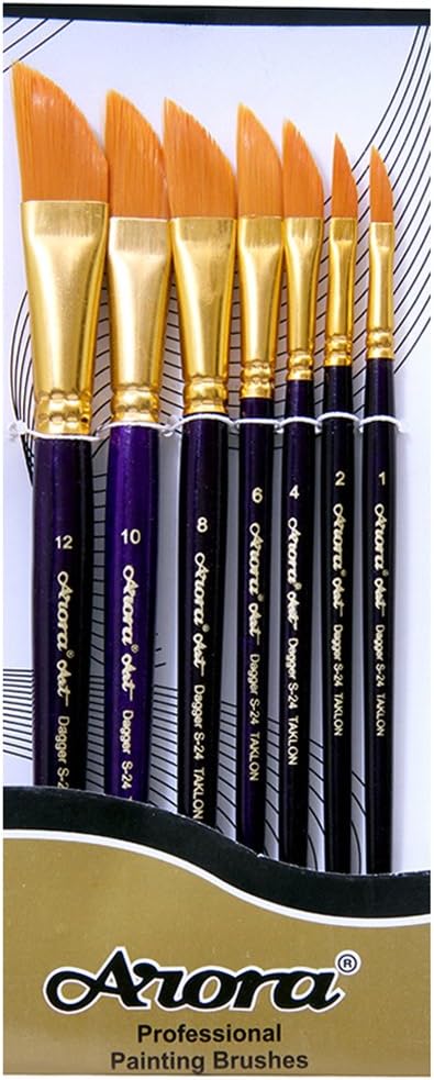 Art pavilion Arora Synthetic Dagger Paint Brush (Orange, Set of - 7, S-24) Synthetic Paint Brush for Oil, Nail Brush Art, Artist Acrylic Painting New Arrival by