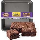 Wilton Silver Non-Stick Square Pan, Made Without PFAS, 8 x 8 in. | Non-Stick Steel Bakeware, Dishwasher Safe with 5-Year Limi