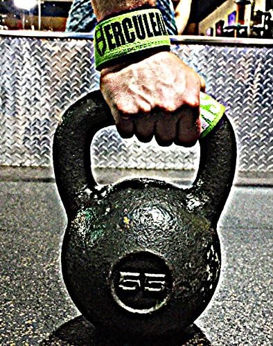Weight Lifting Wrist Straps by HERCULEAN - Cotton Cloth Neoprene Padding and Polymer Grip - Great for Deadlifts, Heavy Pulls and Snatches