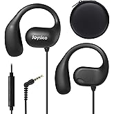 Joyico Wired Open Ear Headphones with Microphone, Volume Control, Wrap Around Ear Hook & Case, Over Ear Earbuds for Sport Running, On Ear Out of Ear Earphones Comfortable for Sensitive & Small Ears