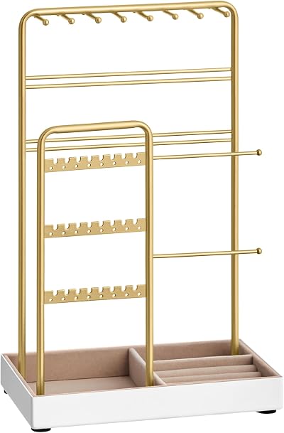 SONGMICS Jewellery Stand Jewellery Organiser with Metal Frame Velvet Base