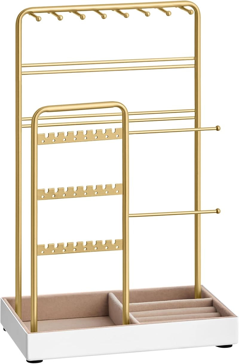 SONGMICS Jewellery Stand Jewellery Organiser with Metal Frame Velvet Base
