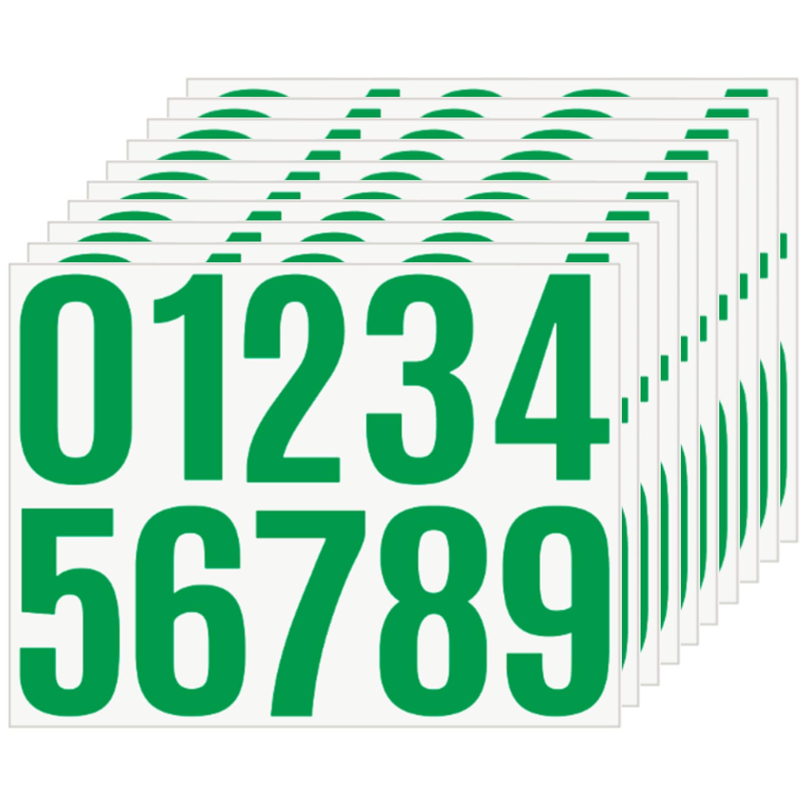 Photo 1 of 10 Sheets 100 Pcs Vinyl House Numbers - 4 inch Self-Adhesive, Waterproof Stickers for Mailbox, Window, Door, Business, Cars, Boats, Trash Can, Address Number (Green)