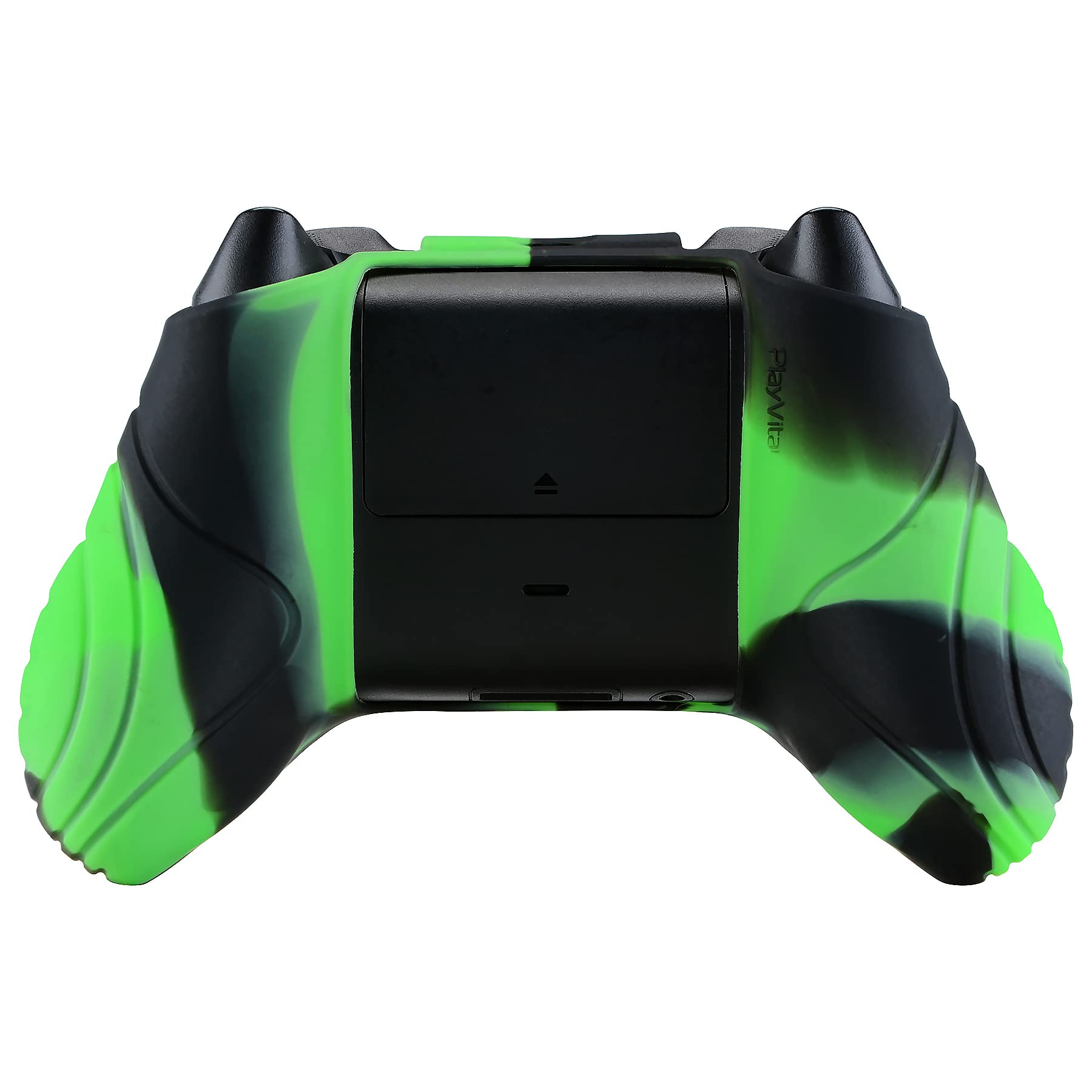 eXtremeRate PlayVital Samurai Edition Anti-slip Controller Grip Silicone Skin for Xbox Core Controller, Ergonomic Protective Case Cover for Xbox Series S/X Controller w/Thumb Grips - Green & Black