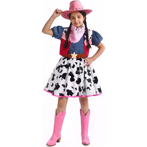 Lito Angels Girls' Cowgirl Costume Dress – Fancy Dress Up Outfit For Halloween & Parties (Size 7) - View #3