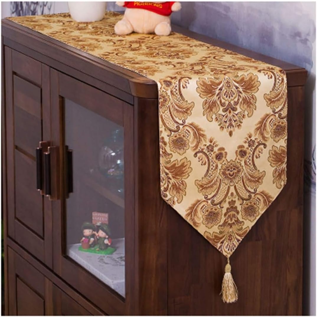 Daesar Table Runner 33x300CM, Silk Table Runners Embroidery Flowers