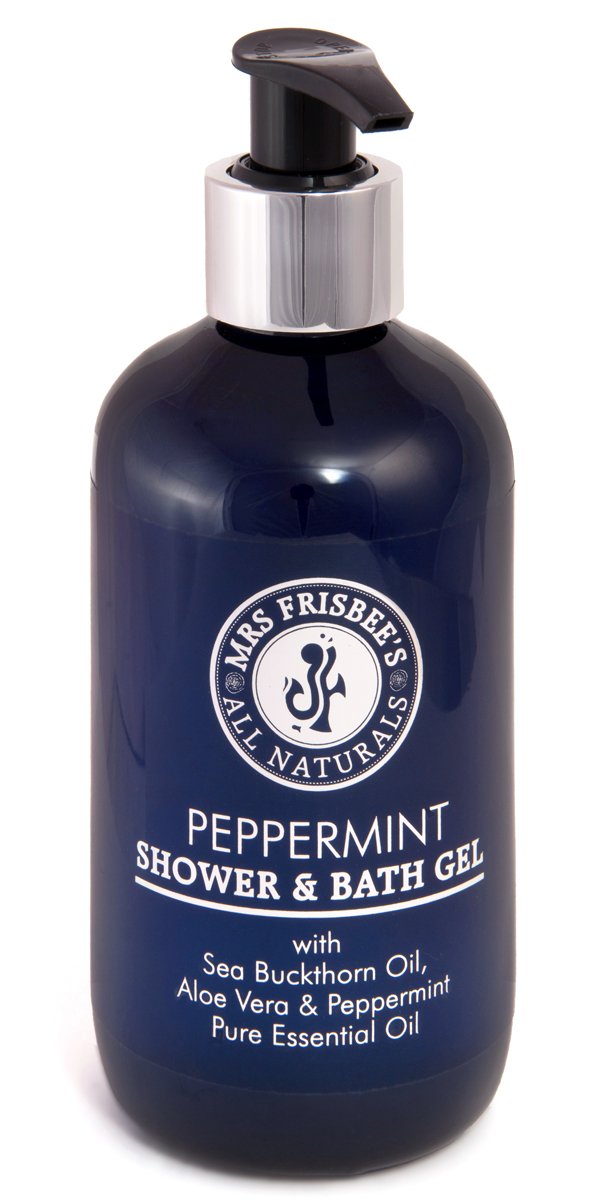 Peppermint Shower & Bath Gel with Aloe Vera, Sea Buckthorn, Soap Bark Extract and Peppermint Pure Essential Oil/Vegan/Natural/Sulphate Free (250ml)