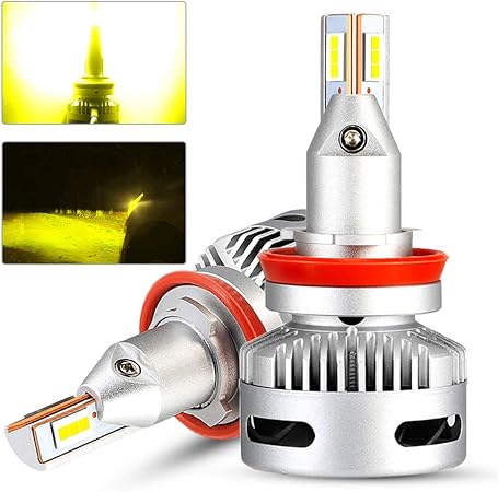 Amazon Novsight 最新型 最強カットライン H8 H9 H11 H16 国産車 車用led ヘッドライト 黄色発光 Ledバルブ 90w 45w 2 100lm 6000lm 2 3000kゴールドイエロー 360 角度調整可 Dc9 22v車対応 プロジェクター専用バージョン2年保証 ホワイト 2個セット Ledバルブ