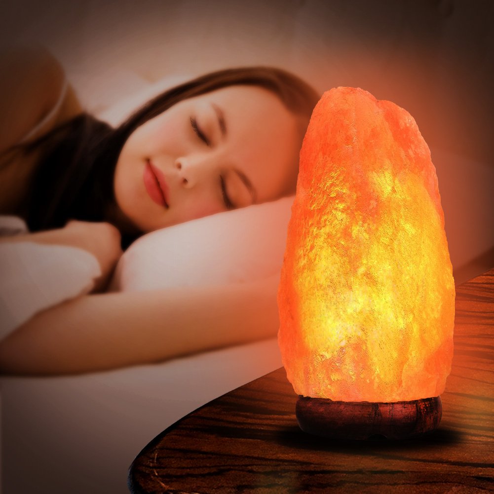 PULNDA Salt Lamp Himalayan Rock Lamp Glow Hand Carved Natural Crystal Amber Light with Dimmer Control (1 Pack)