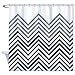 Tamengi Home Goods Shower Curtain Polyester, Black Grey and White Part Chevron Zigzag, Part Plain White 72 x 72inch