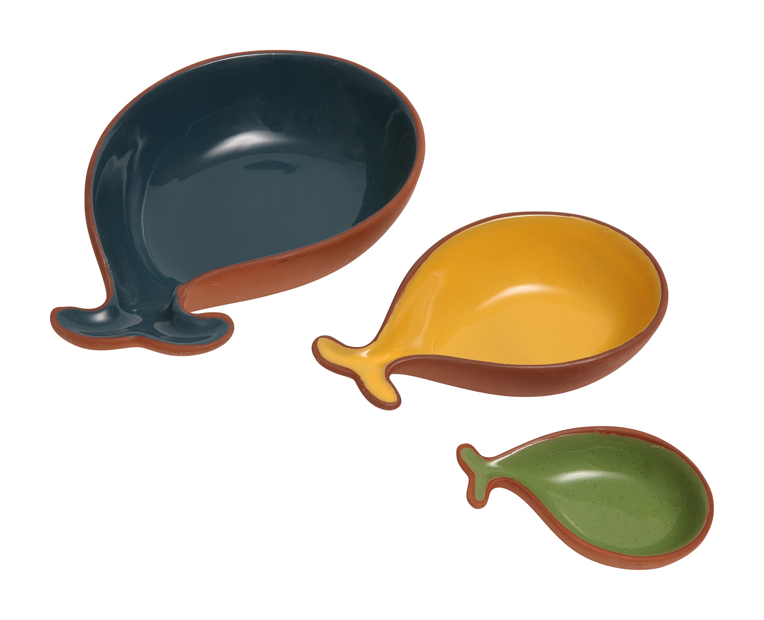 Dexam Sintra Set of 3 Glazed Terracotta Fish Tapas Dishes, White