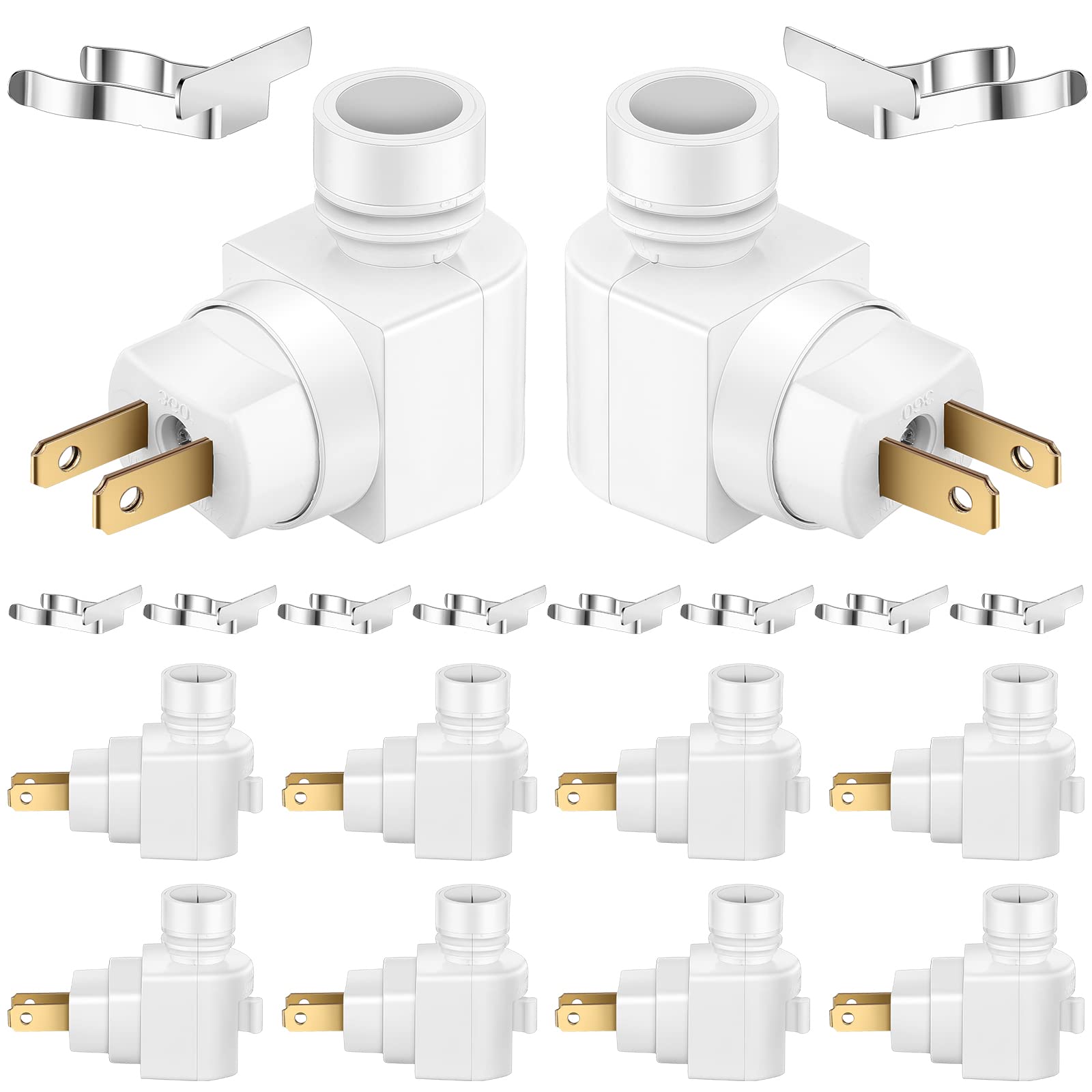 Photo 1 of Reginary 8 Sets Night Light Base, 360° Plug in Night Light Module, Rotating Night Light Plug with On/off Switch and Metal Clips Plastic Swivel Wall Light Plug for Making Your Own Night Lights(White)