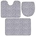 Gimars Supper Soft Absorbent Pile Microfiber Bathroom Rugs Sets, 3PCS Quick Dry Non Slip Bath Mats & Contoured Toilet Lid Cover Set, Non Coming Apart Plush Carpets Mats for Tub, Shower, Bathroom, Gray