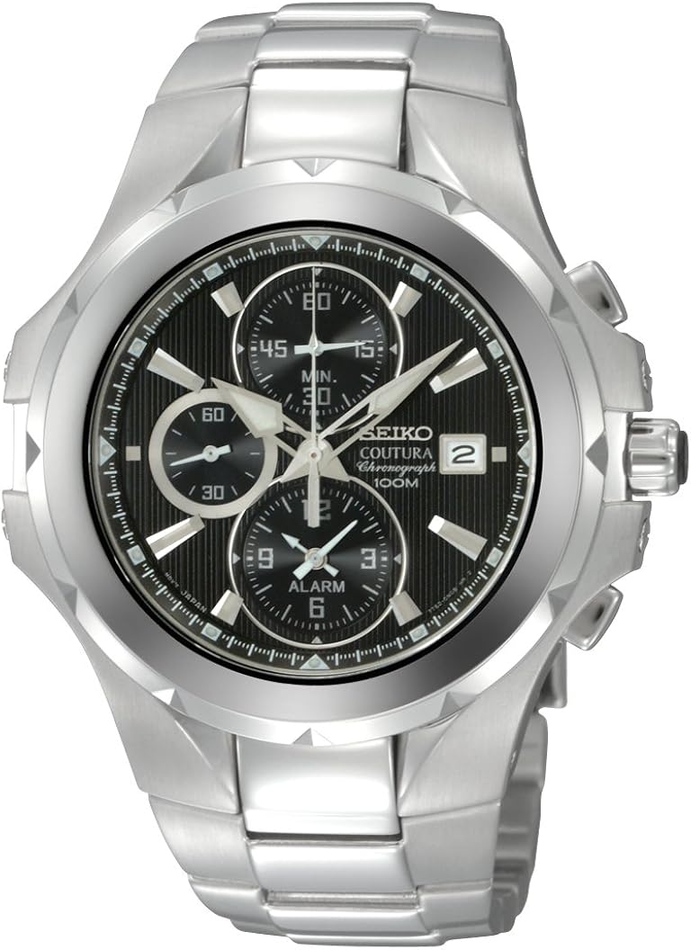 seiko silver dial 2 tone chrono coutura watch