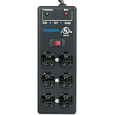 Furman SS-6B-PRO 6-Outlet Surge Protector Power Block with EVS, 15A | 6 outlets, 15A, heavy-duty steel, EVS over/under-voltage shutdown, EMI/RFI filtration, 15 ft cord