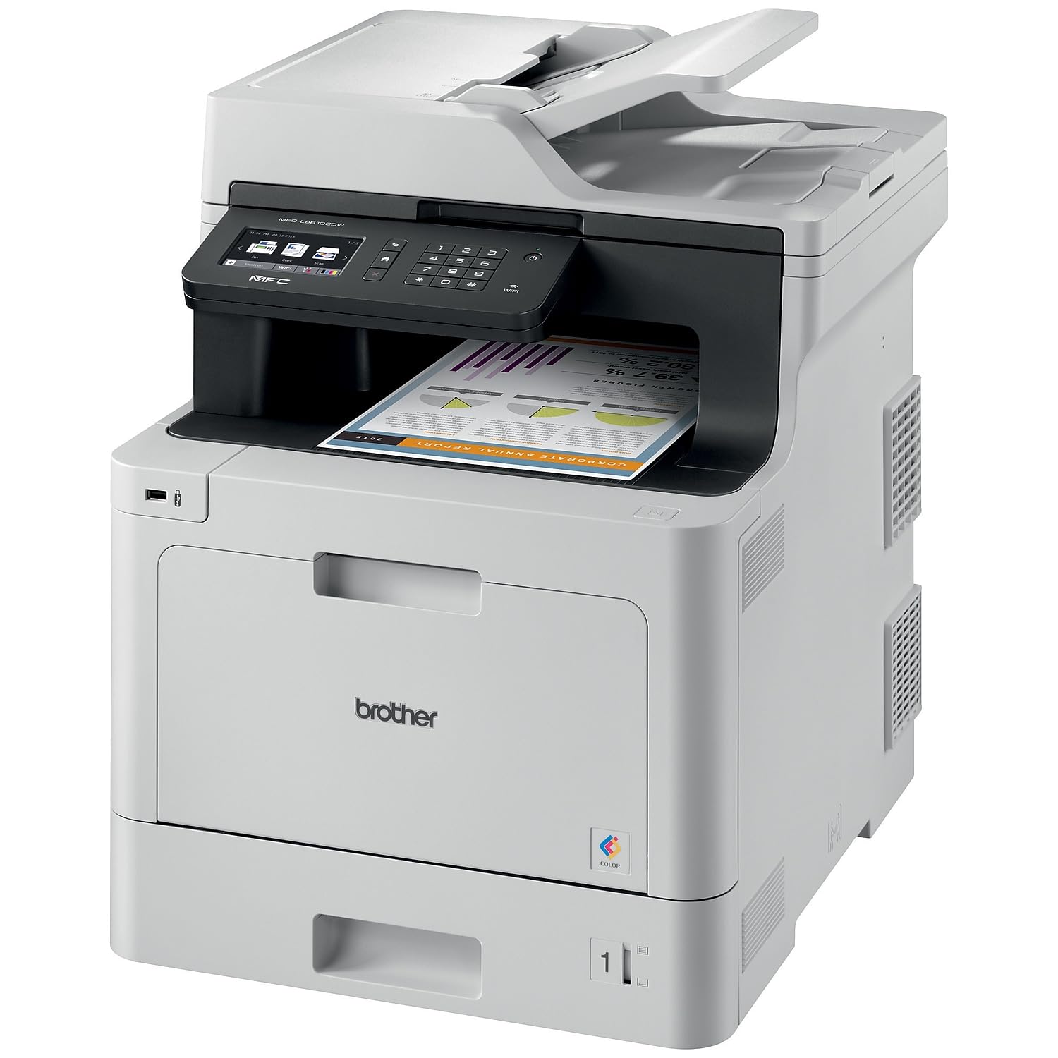 Brother Printer MFCL8610CDW Business Color Laser All-in-One with Duplex Printing and Wireless Networking, White, 21.2